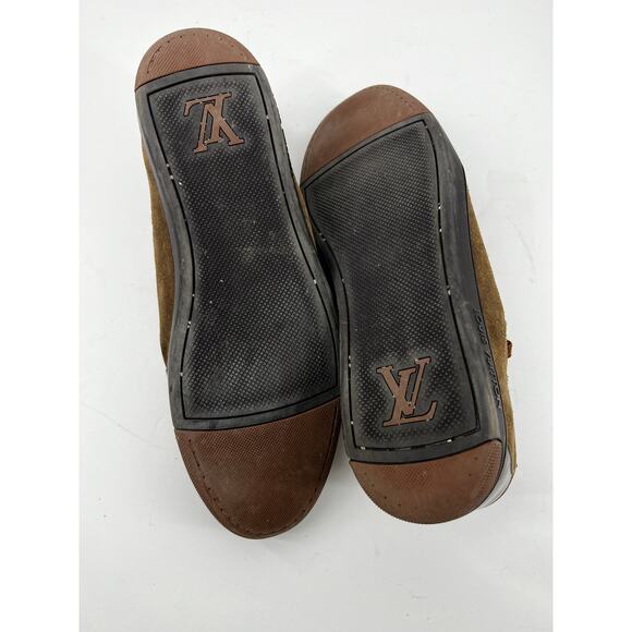 Louis Vuitton Leather Suede Low Top Sneakers Trainers Lace Up Brown Men's 10.5 - Picture 6 of 15